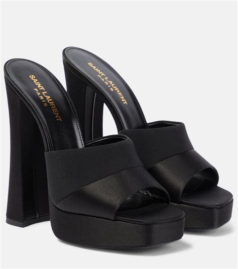 Boogie 110 satin platform mules in black 